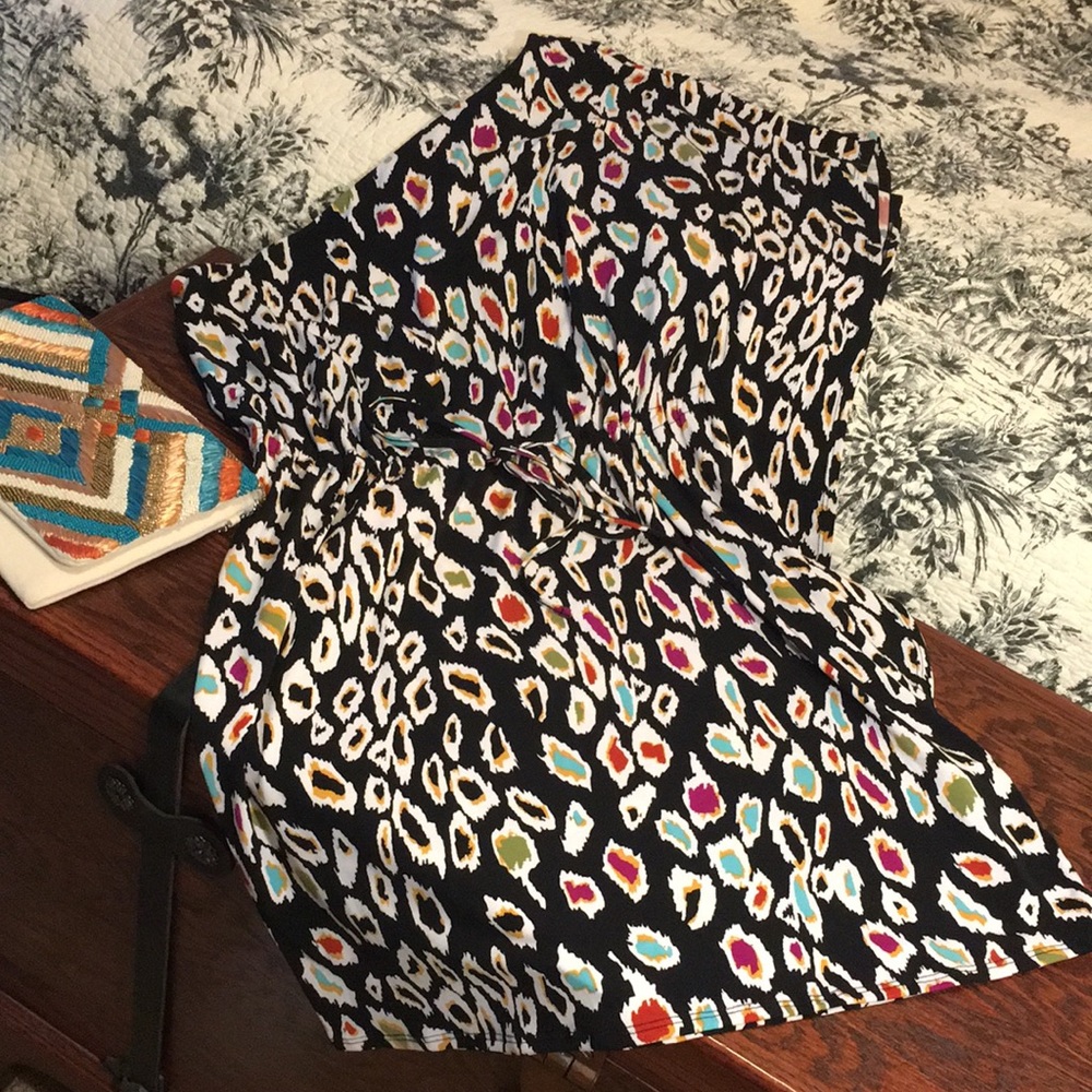 “Nicole” One shoulder dress cheetah print multi colored medium